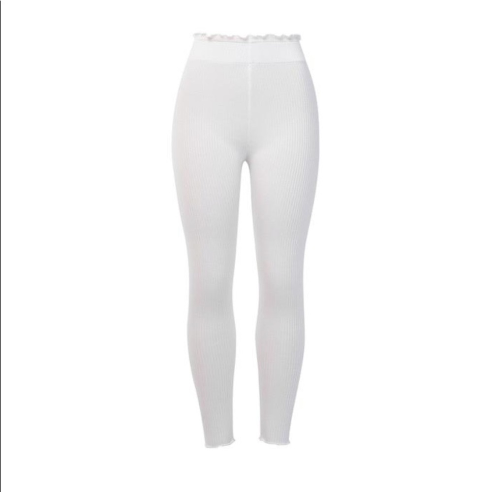 White Ribbed Leggings